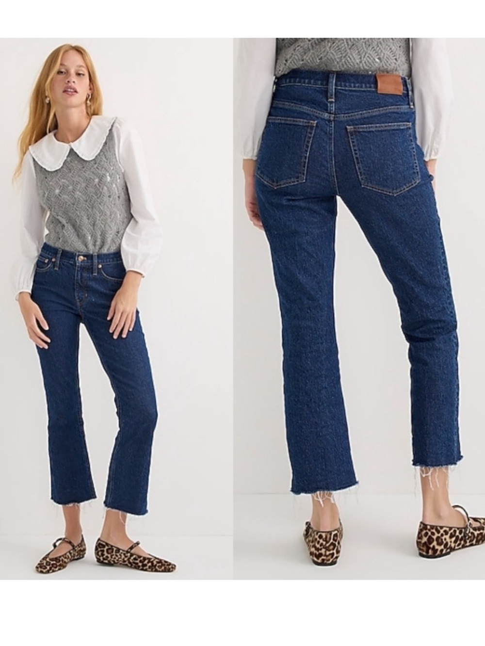 J. Crew Billie Demi Boot Crop Jeans SZ 28 Button-Fly Raw Hem
